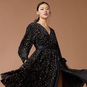 DVF Animal-Print Velvet Devore Wrap Dress Sz 14
